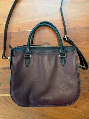 Fossil Crossbody Bag in Burgundy and Black